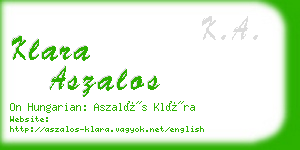 klara aszalos business card